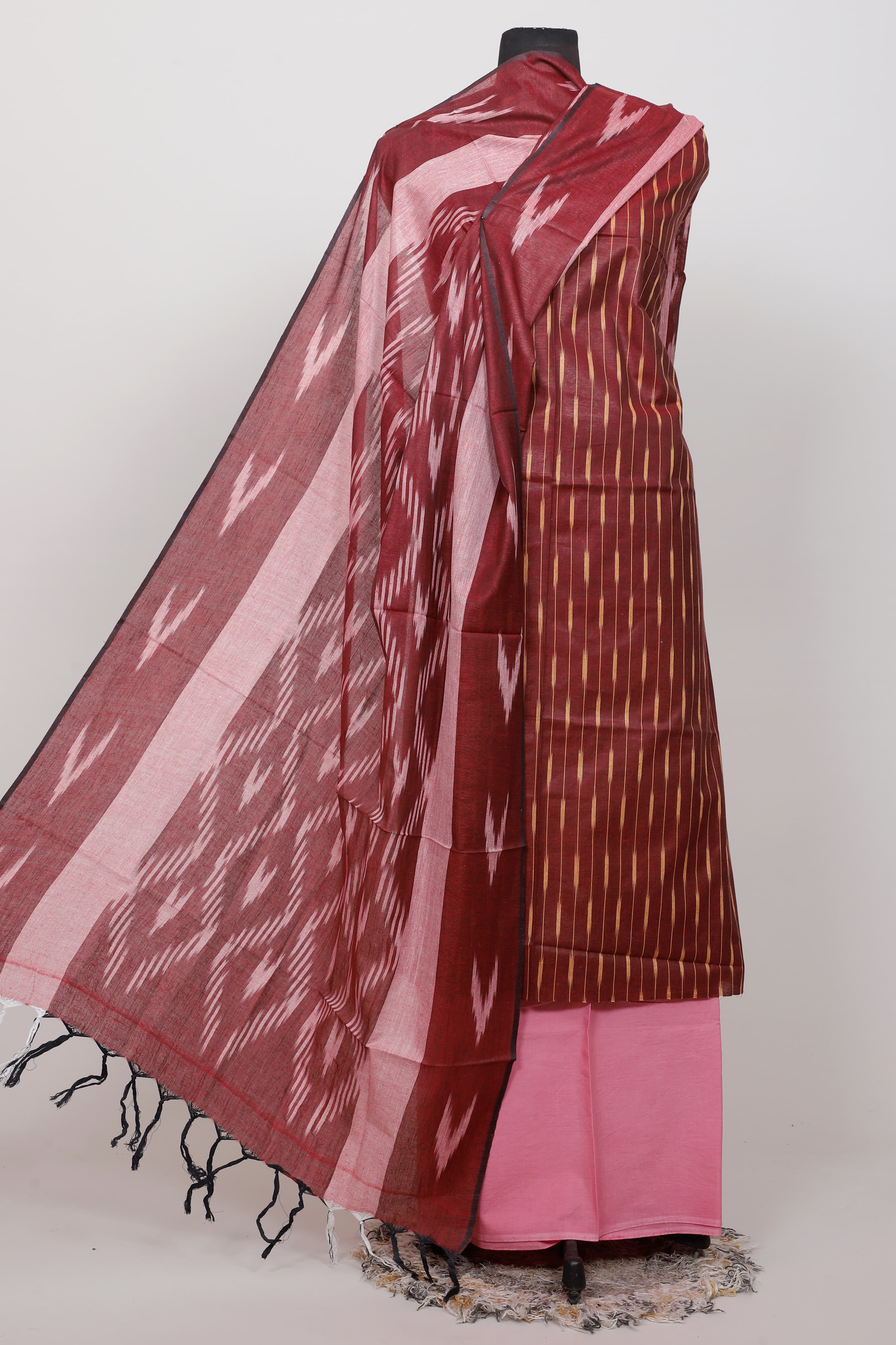 Pure  ikkat Cotton Unstitched Suit With Dupatta