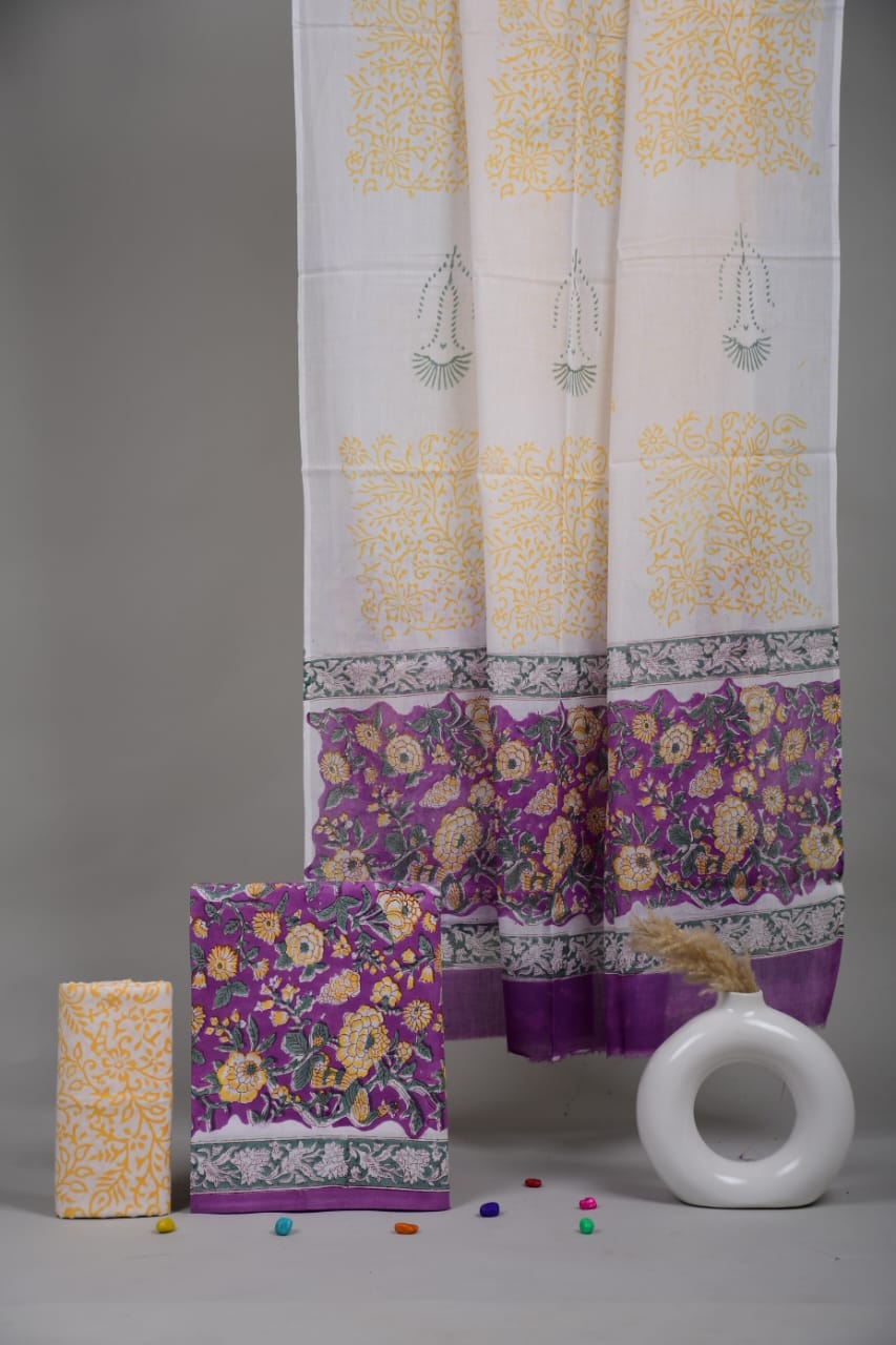 Exclusive new hand block printed cotton suits with cotton duptta