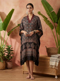 Pure Modal Silk Hand block Printed Kaftans Stitched suit With Hand Mirror Work