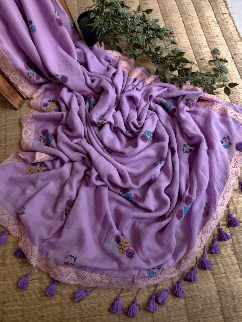 Beautiful Cotton Mulmul  Saree