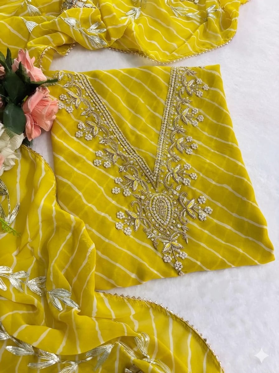 Designer Georgette Suit Set with Gota Patti Work