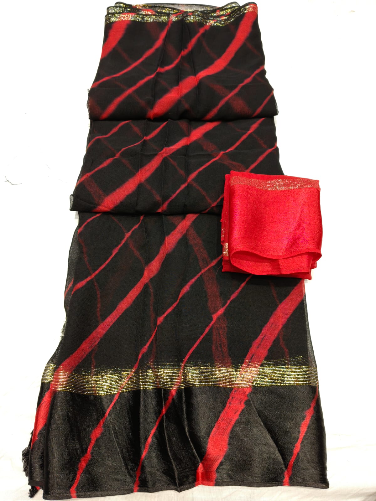 Pure Georgette Leheriya Pattern Saree