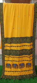 Pure Mul Cotton Saree With Ajrakh Mirror Work