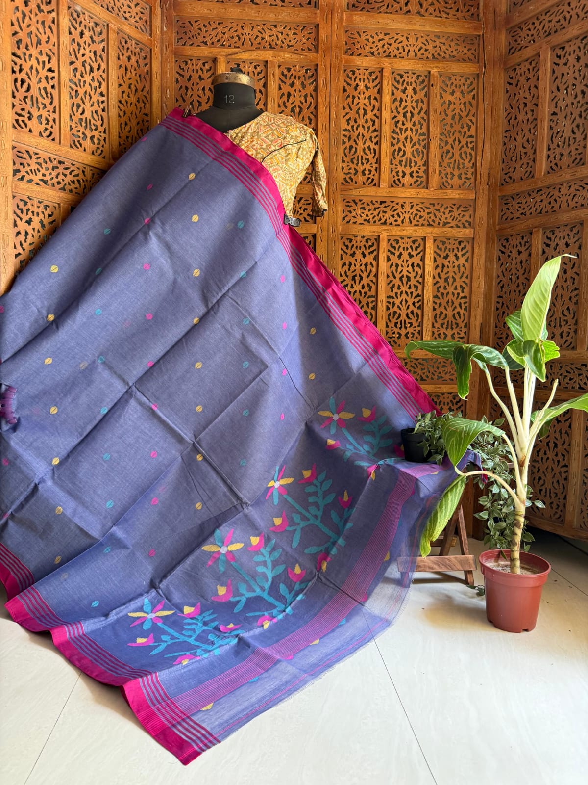 Pure Cotton needle work jamdani Saree
