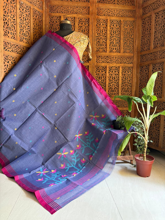 Pure Cotton needle work jamdani Saree