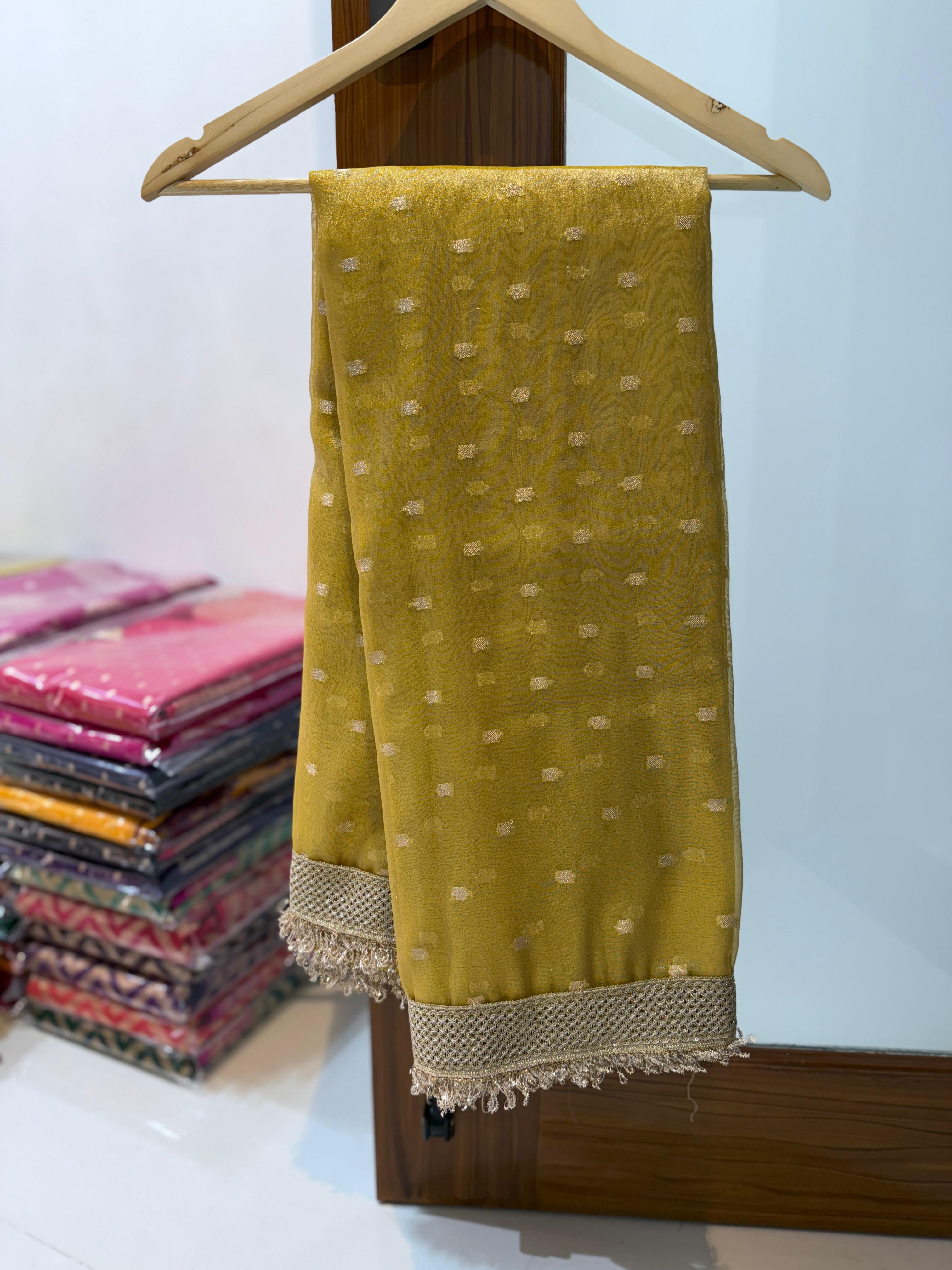 Banarasi Tissue Silk Saree With lace work border