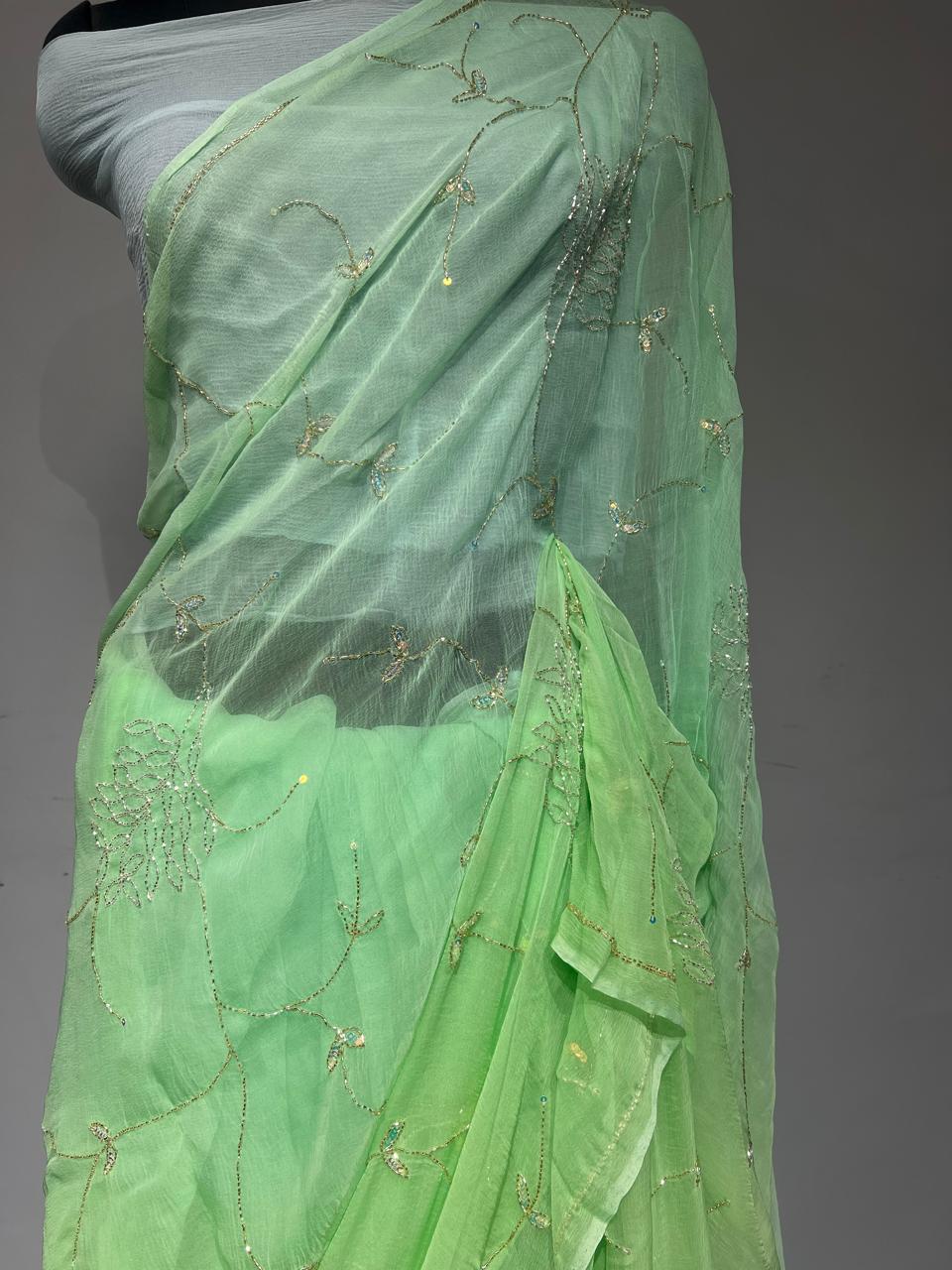 Pure Jaipuri Chiffon Saree