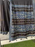 Pure Mul Cotton Saree With Ajrakh Mirror Work