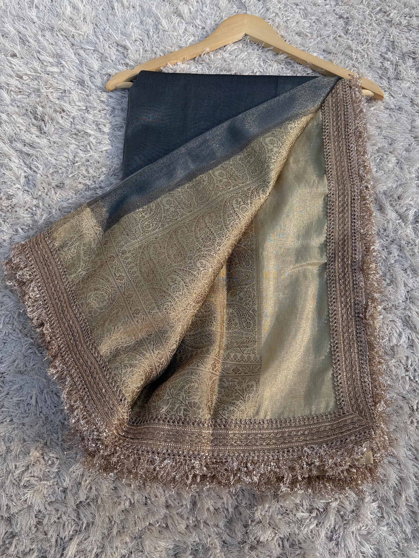 Banarasi Tissue Silk Saree With lace work border