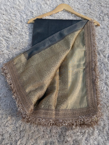 Banarasi Tissue Silk Saree With lace work border