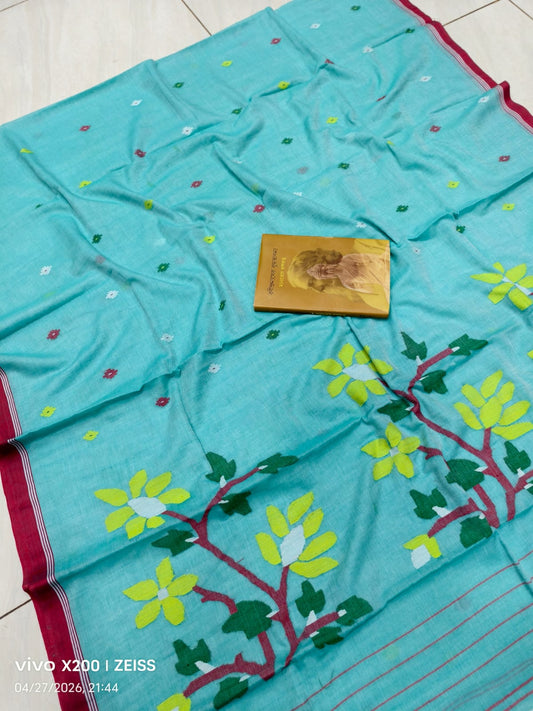 Pure Cotton  jamdani Saree without blouse