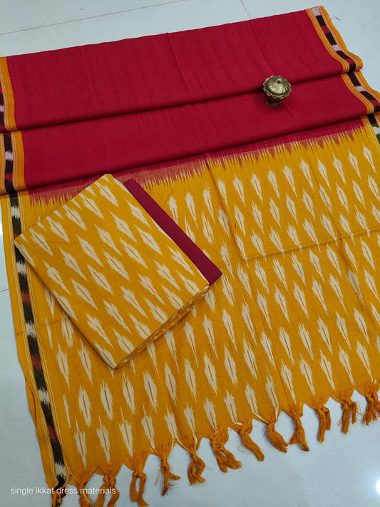 Pure  ikkat Cotton Unstitched Suit With Dupatta