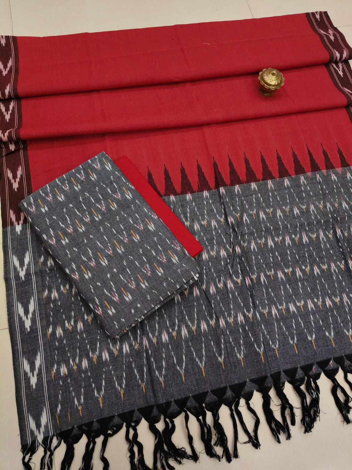 Pure  ikkat Cotton Unstitched Suit With Dupatta