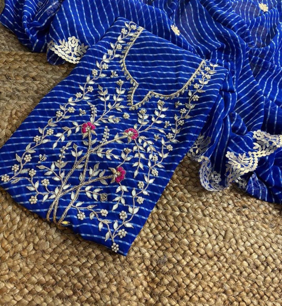 Pure Georgette Gota patti work Unstitched Suit