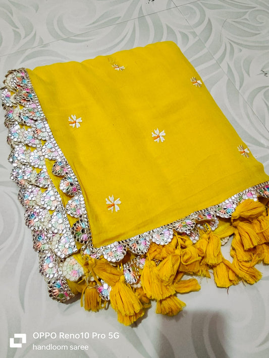 Beautiful Cotton Mulmul  Saree Multi Color Border