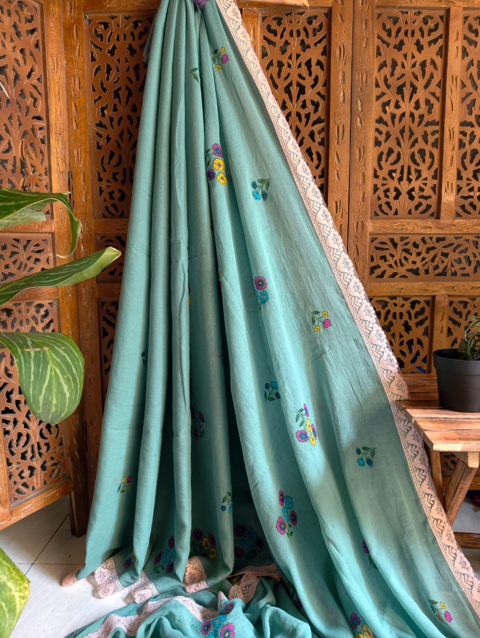 Beautiful Cotton Mulmul  Saree