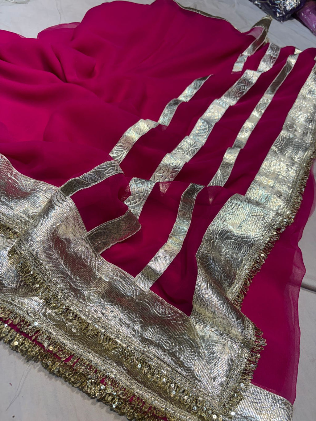 Beautiful Georgette Gota  Patti  Work Saree