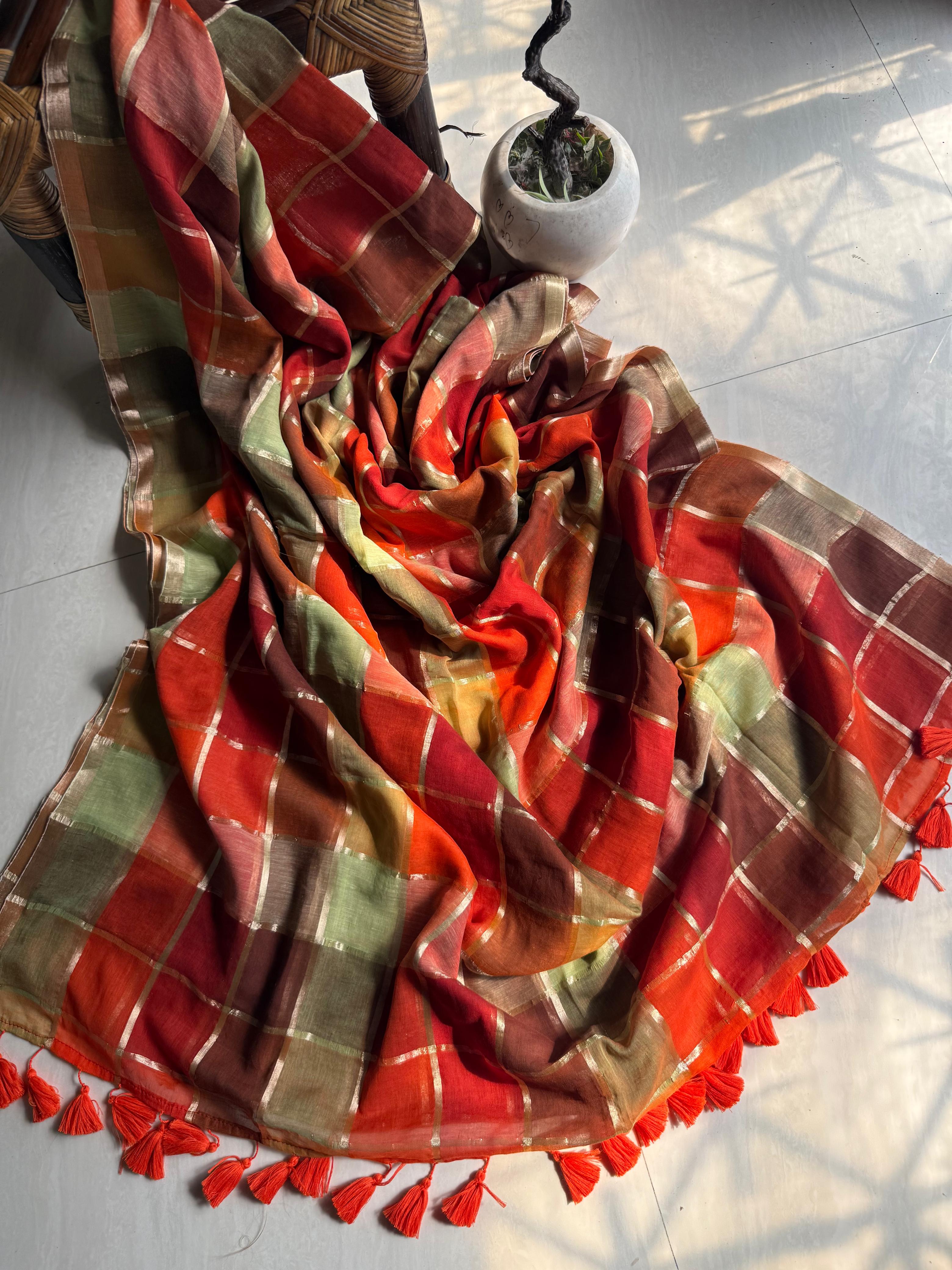 Beautiful Cotton Mulmul Saree Without blouse