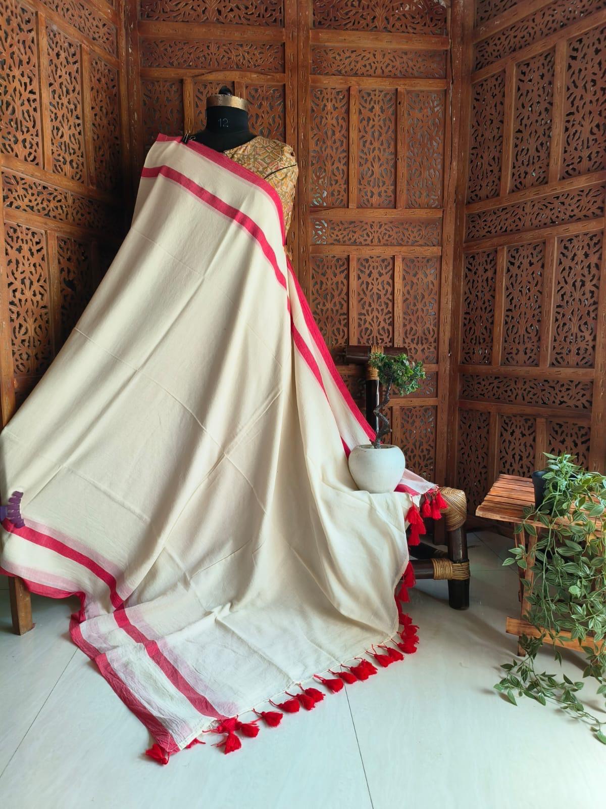 Beautiful Cotton Mulmul  Saree