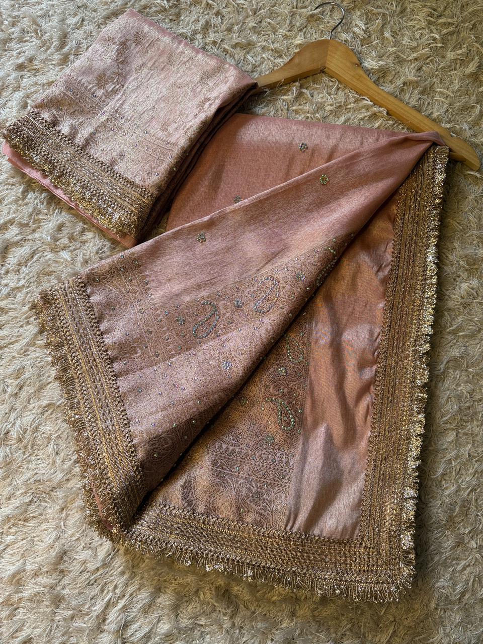 Banarasi Tissue Silk Saree With lace work border