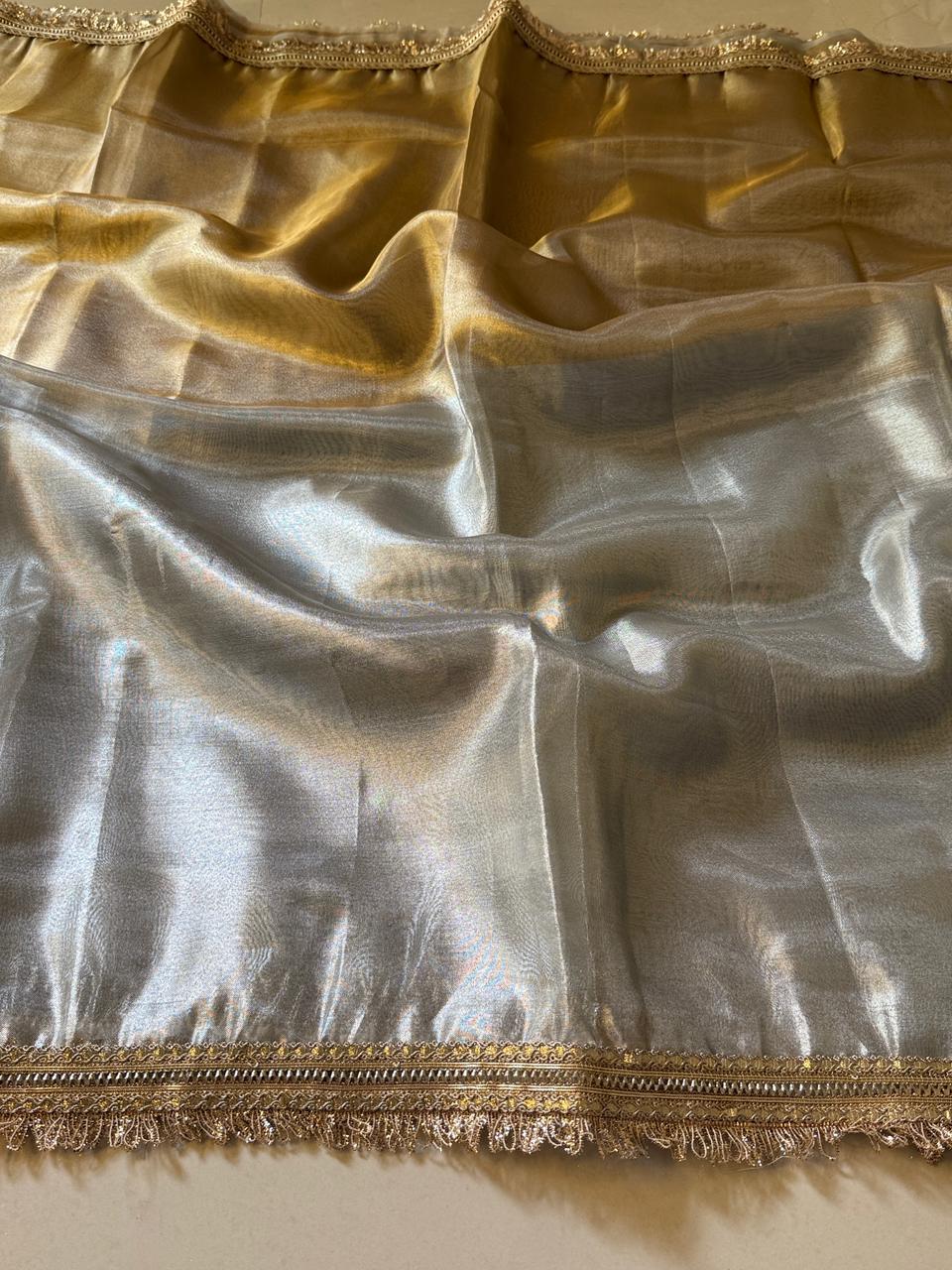 Banarasi Tissue Silk Saree With lace work border