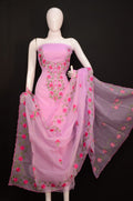 Pure Kota-Doria Unstitched Suit with Embroidery Work