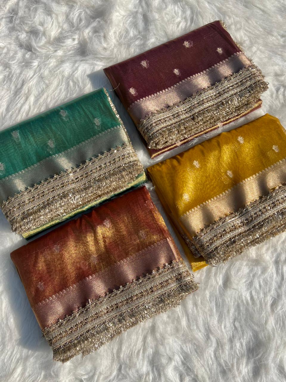Banarasi Tissue Silk Saree With lace work border