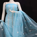 Pure Kota-Doria Unstitched Suit with Embroidery Work