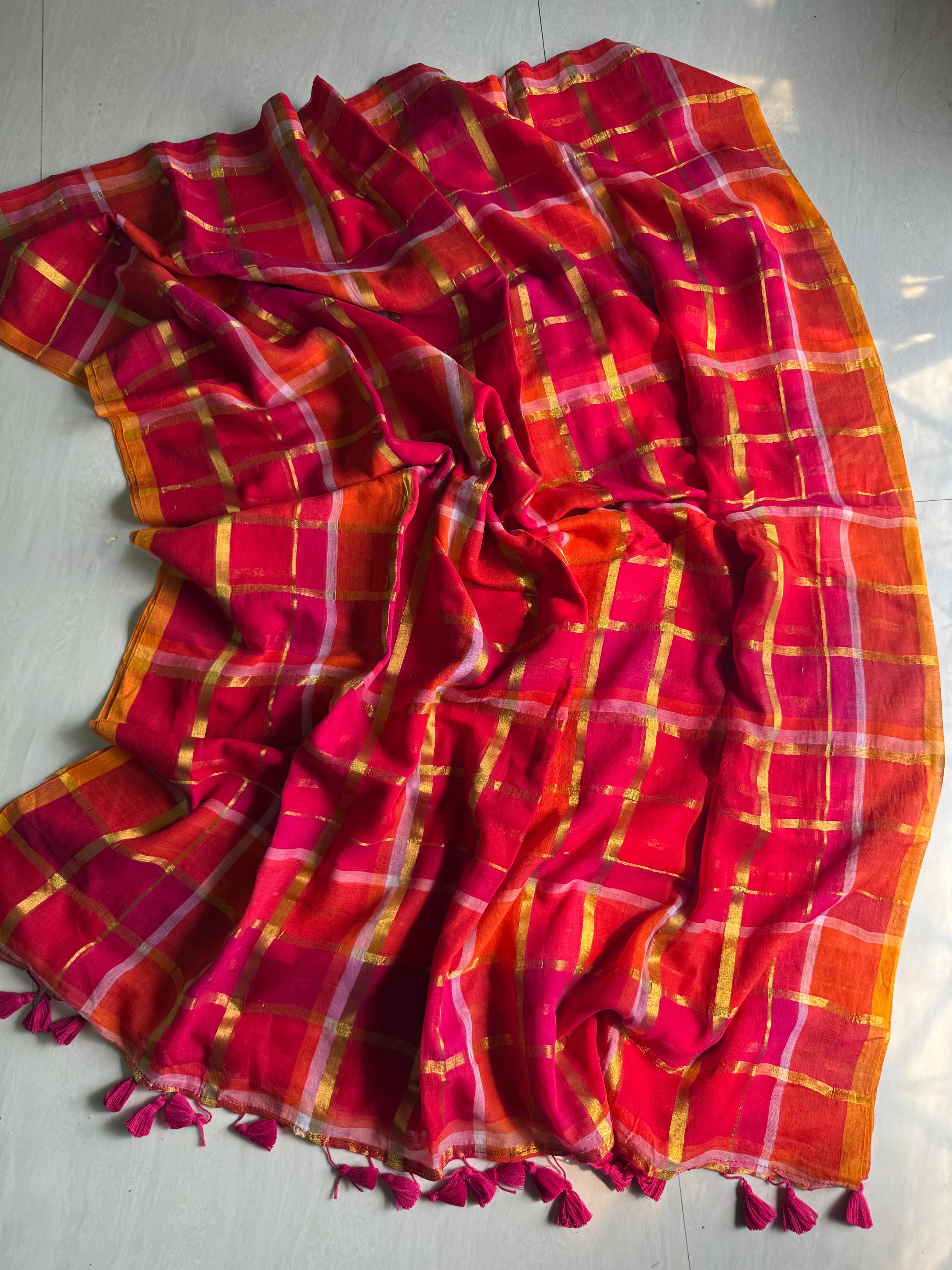 Beautiful Cotton Mulmul Saree Without blouse