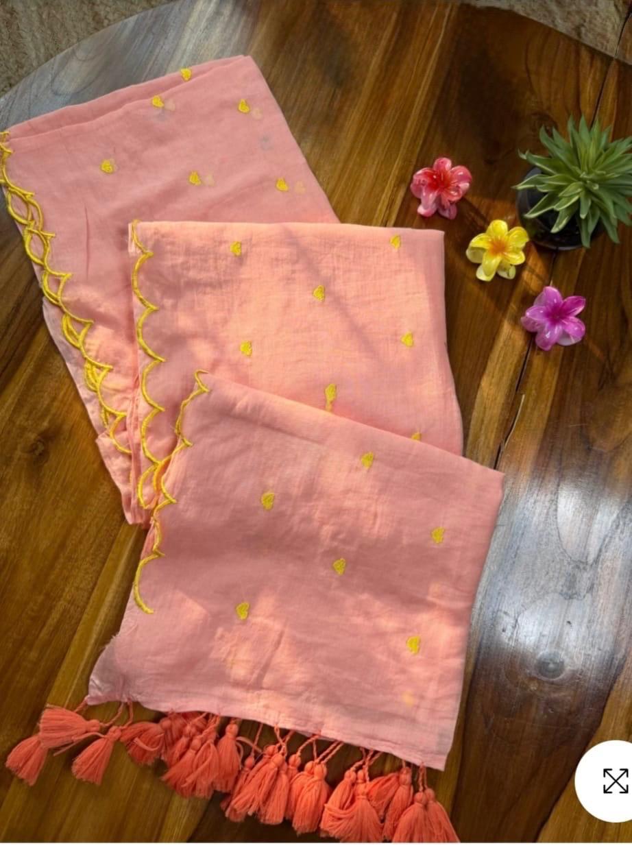 Beautiful Cotton Mulmul  Saree