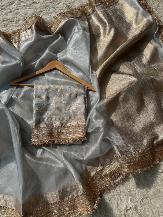 Banarasi Tissue Silk Saree With lace work border