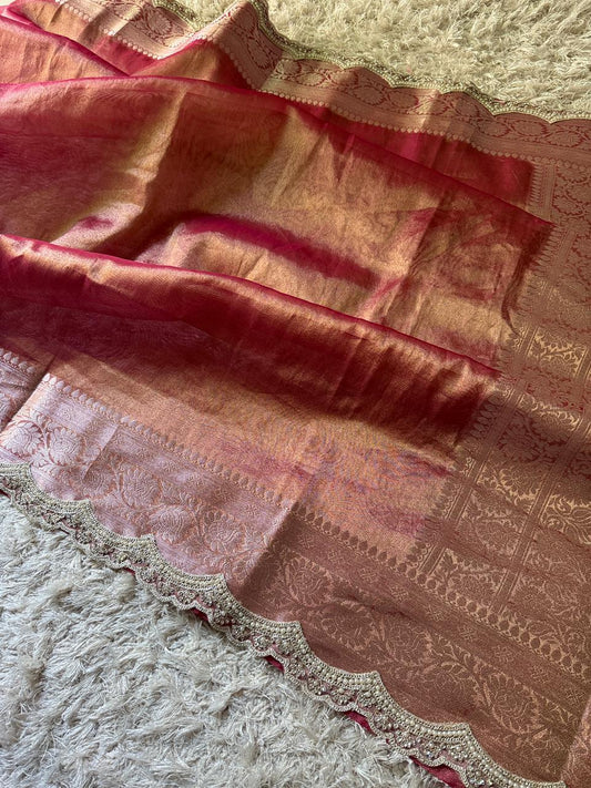 Banarasi Tissue Silk Saree With lace work border