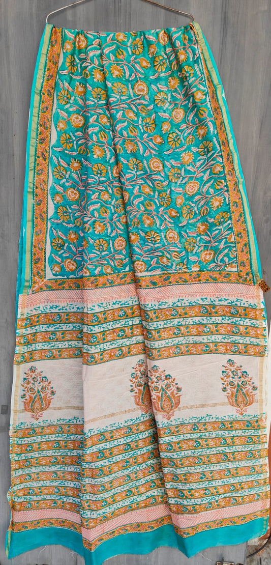 Traditional Hand-block Print Chanderi Silk Saree