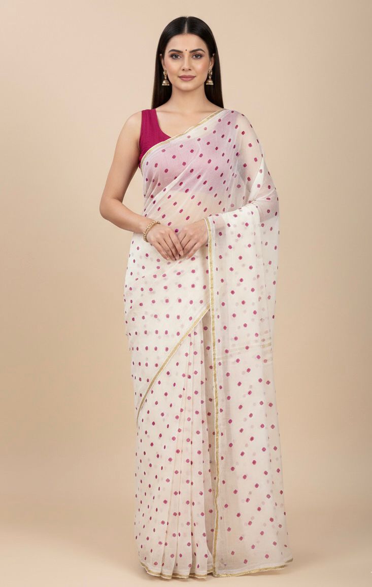 Pure Jaipuri Chiffon Saree