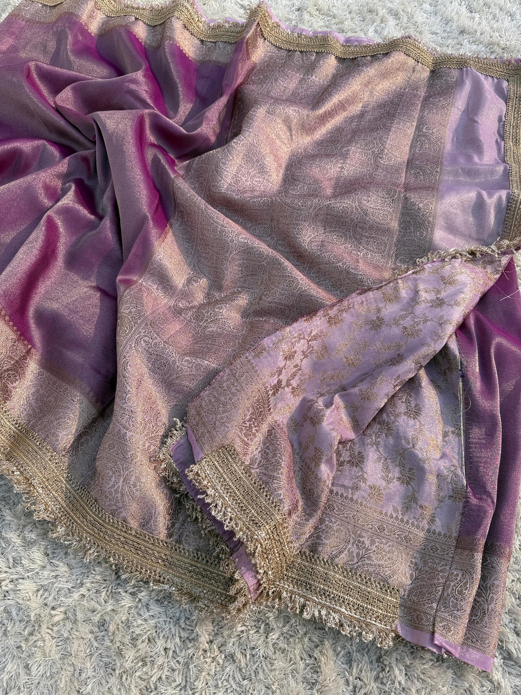 Banarasi Tissue Silk Saree With lace work border