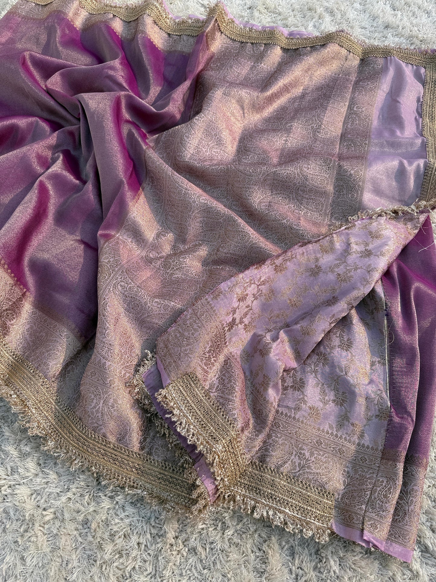 Banarasi Tissue Silk Saree With lace work border