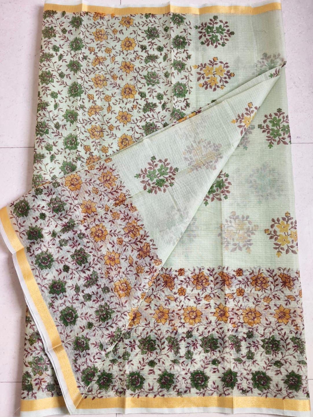Beautiful kota cotton hand brush print work saree