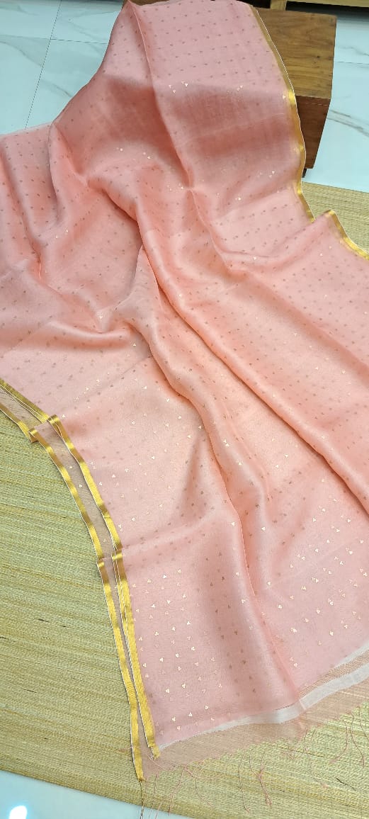 Bengal Handloom Pure Muslin Silk Saree With ( Silk Mark Certified)