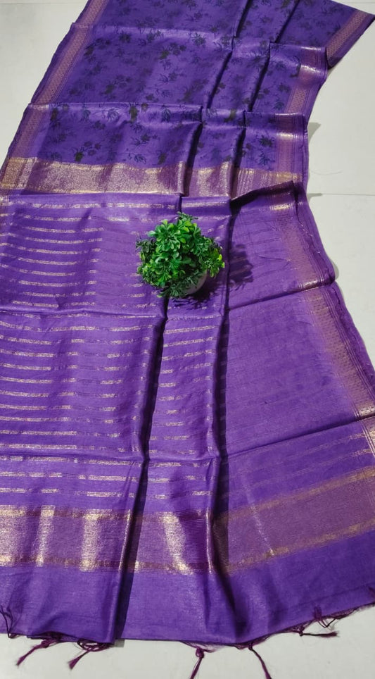 Bhagalpuri Kota silk hand block print saree