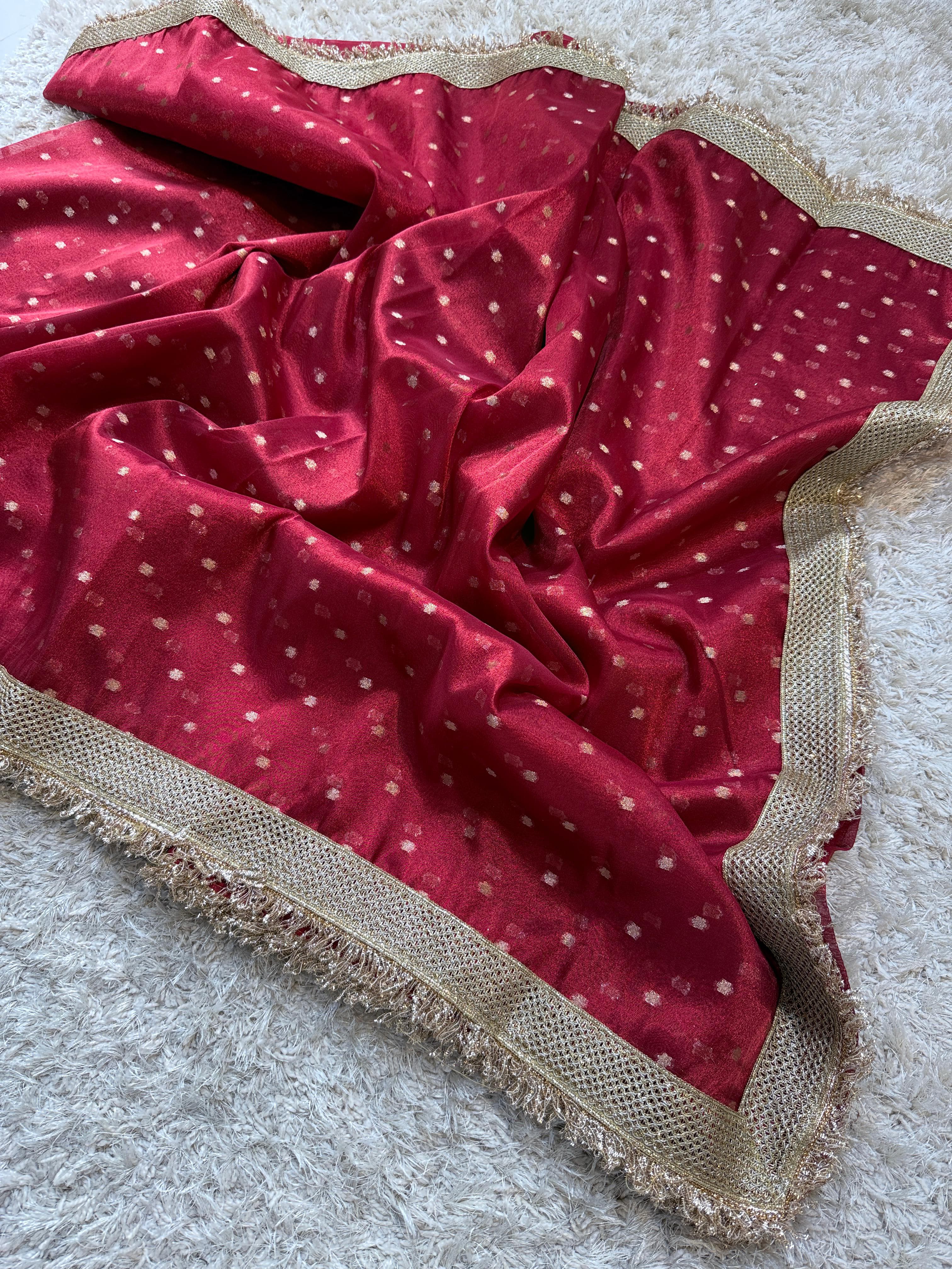 Banarasi Tissue Silk Saree With lace work border