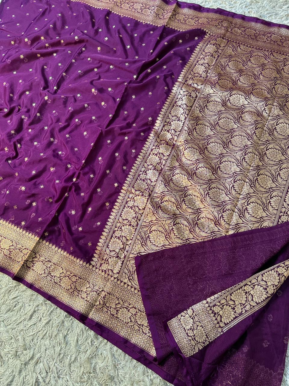 Designer Banarasi Handloom Semi Khaddi Georgette silk Saree with allover Zari