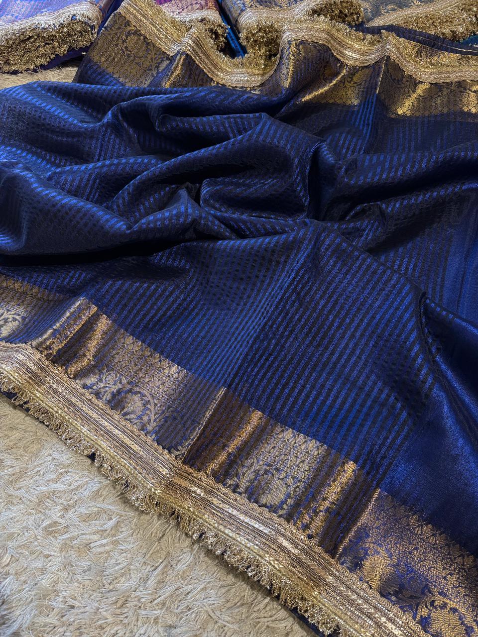 Banarasi Premium Tissue Silk Saree with Gotapatti + Uljhi lace work Border