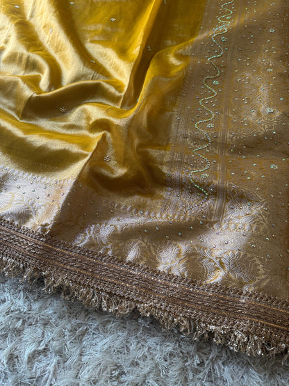 Banarasi Tissue Silk Saree With lace work border