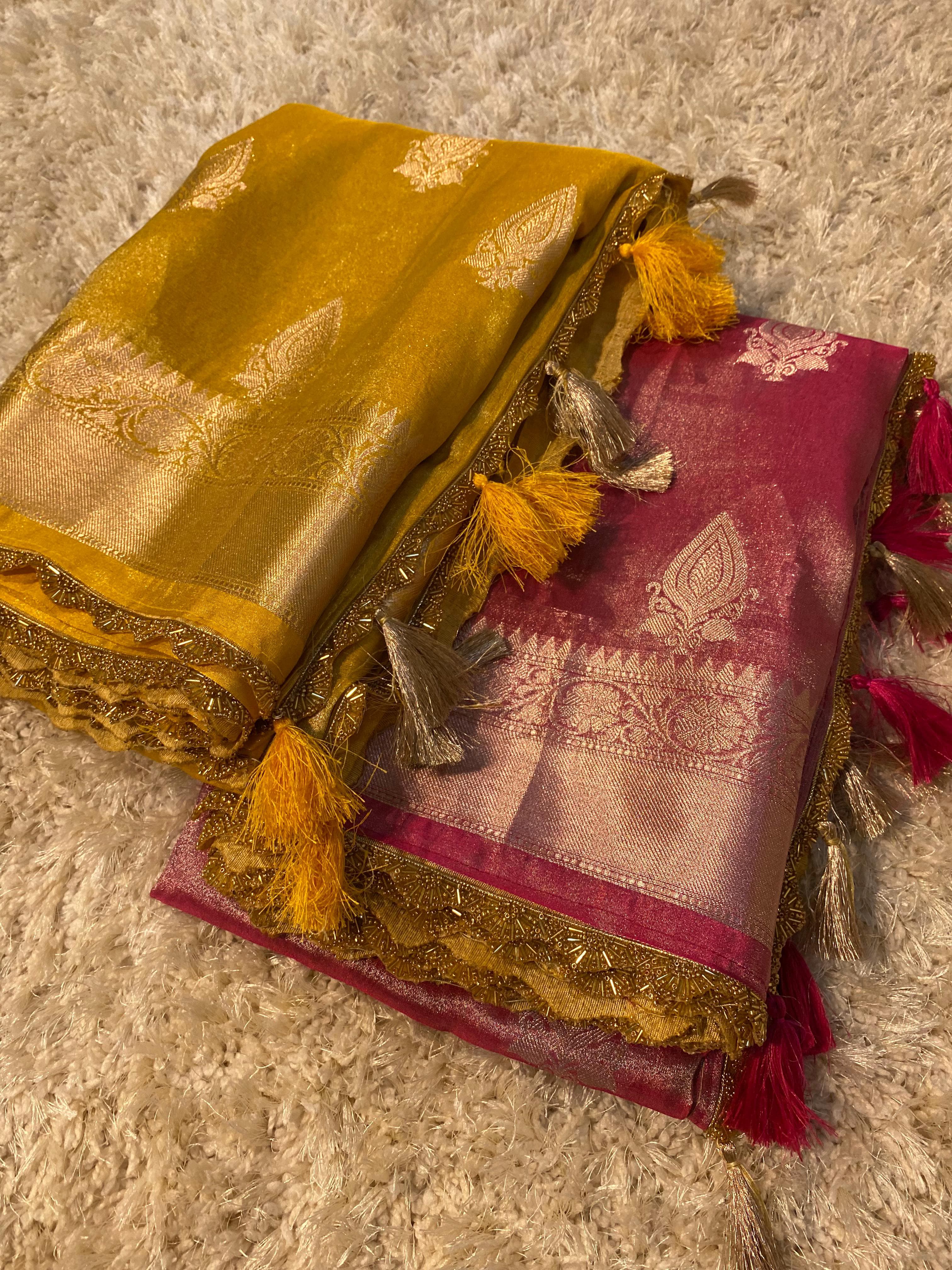 Banarasi tissue soft silk saree  with lace work