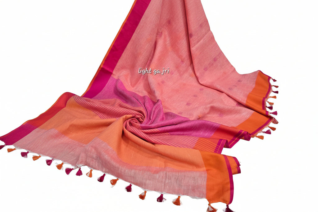 Pure Linen By Linen  Saree With  Blouse
