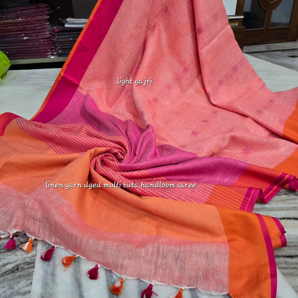 Pure Linen By Linen  Saree With  Blouse