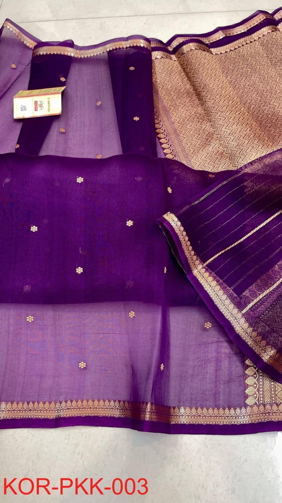 Pure Handloom banarasi  kora Silk Saree