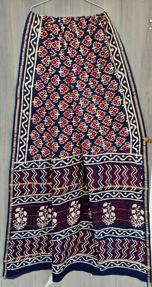 Traditional Hand-block Print Chanderi Silk Saree