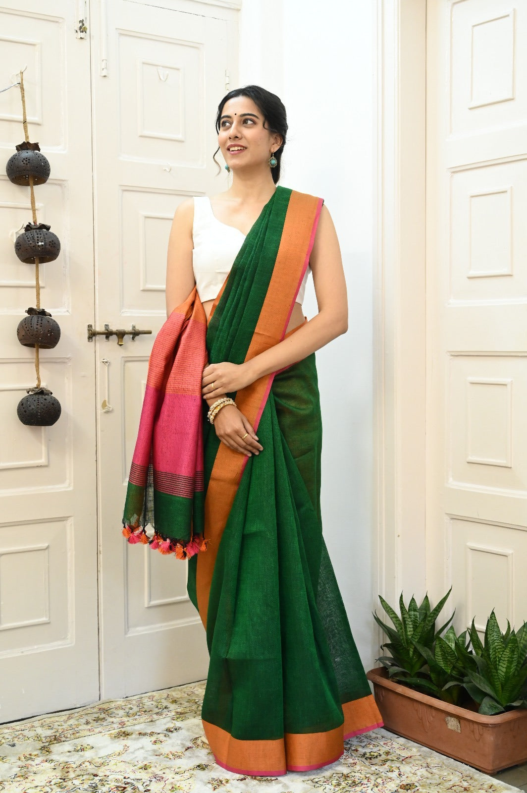 Linen By Linen Saree With Blouse