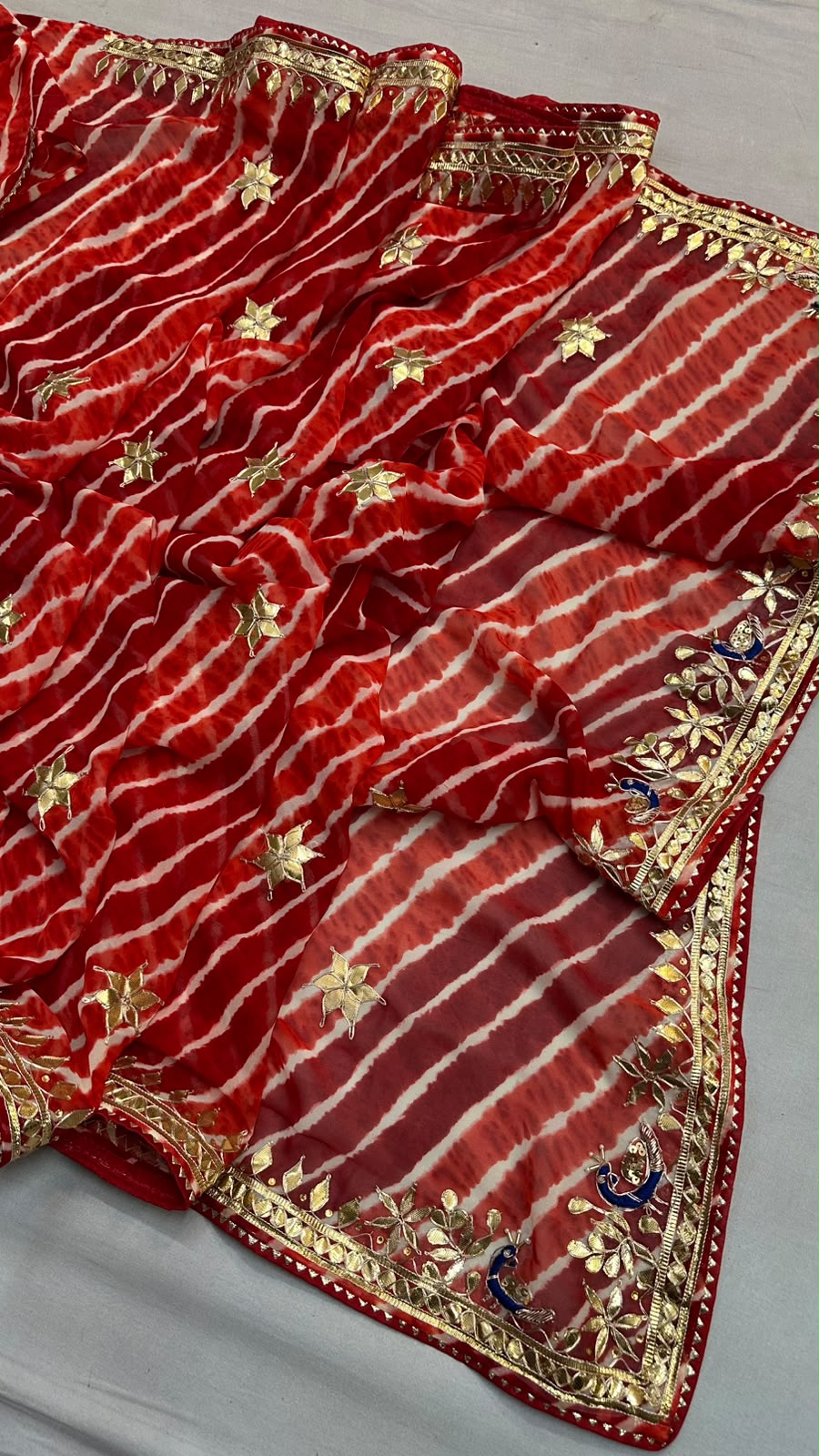 Desinger Georgette Leheriya Saree With Blouse